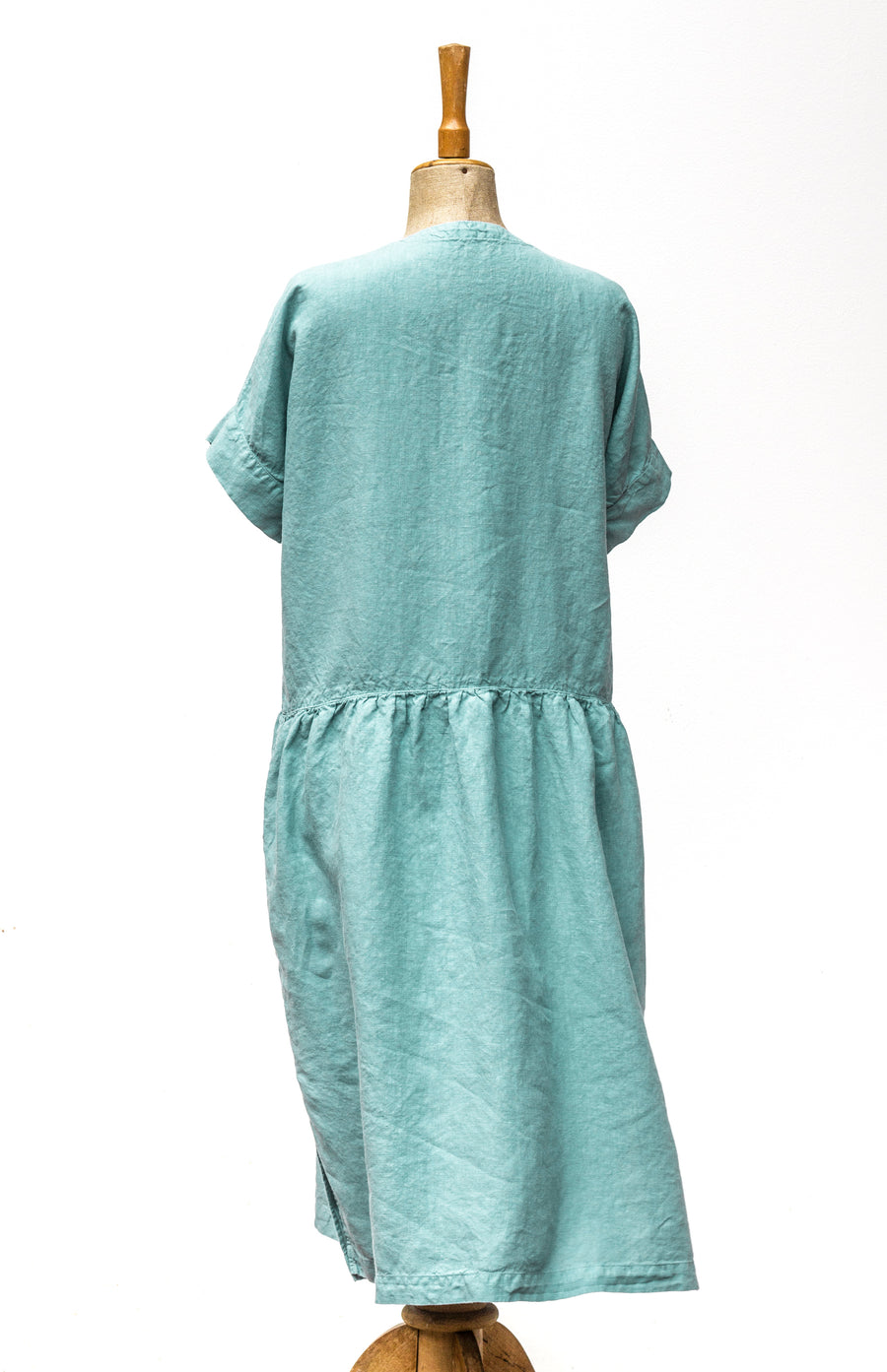 Linen "country" dress in Pantone Limpet Shell shade - preorder