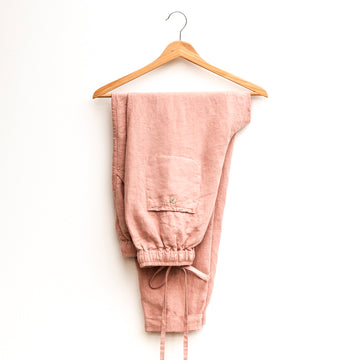 Comfortable airy pants in Peach Beige shade