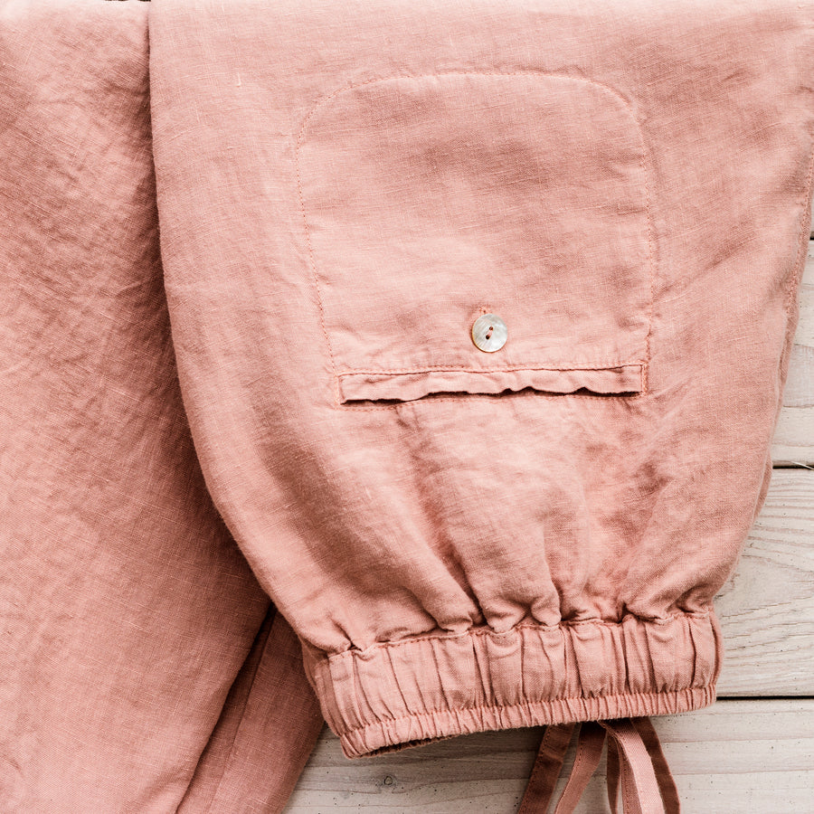 Comfortable airy pants in Peach Beige shade