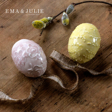 Dvě malá velikonoční vajíčka Ema&Julie žluté + růžové