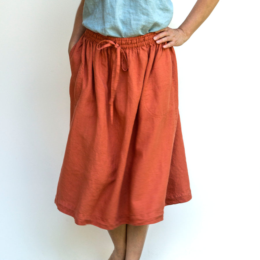 ZEN skirt in midi length in the shade Ginger Spice