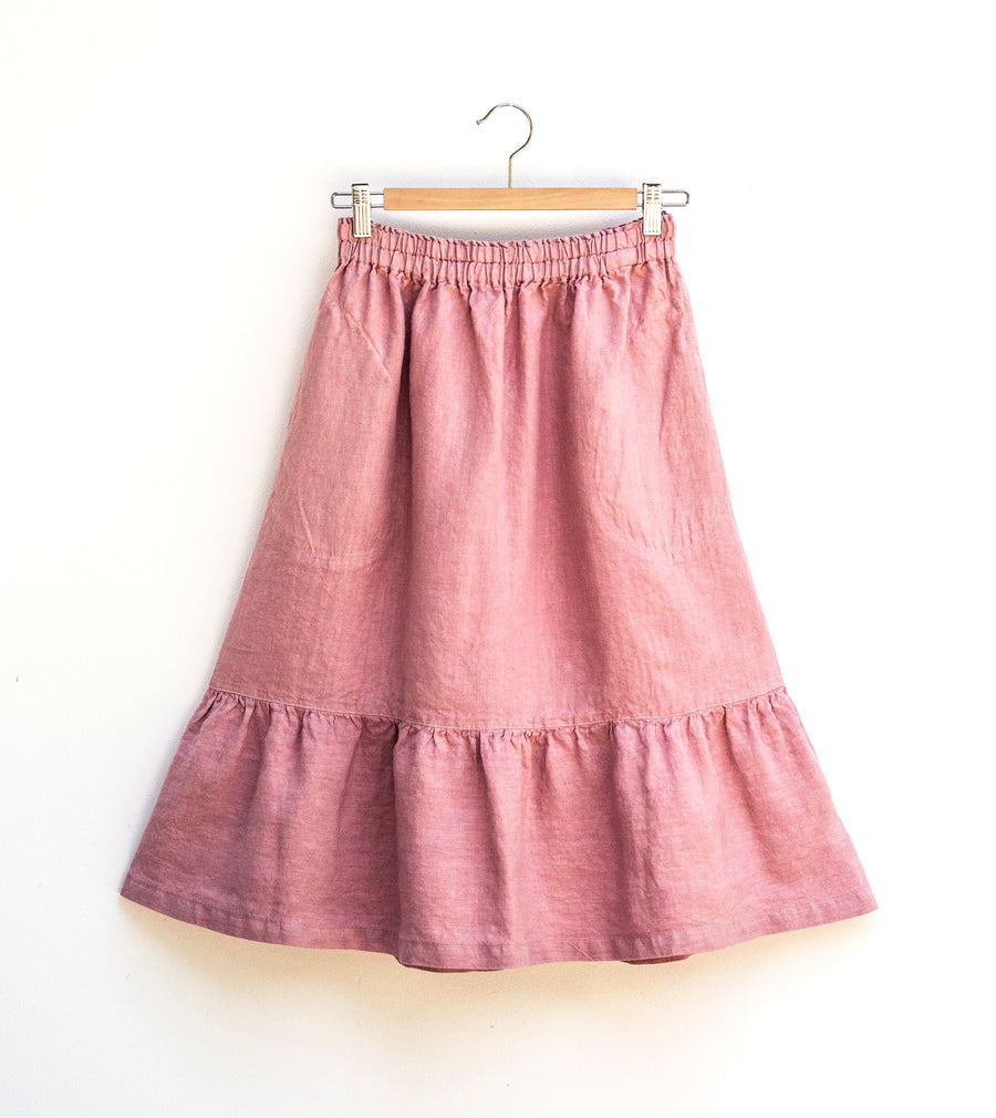 Midi sukně s kanýrem v odstínu Powder Pink Melange