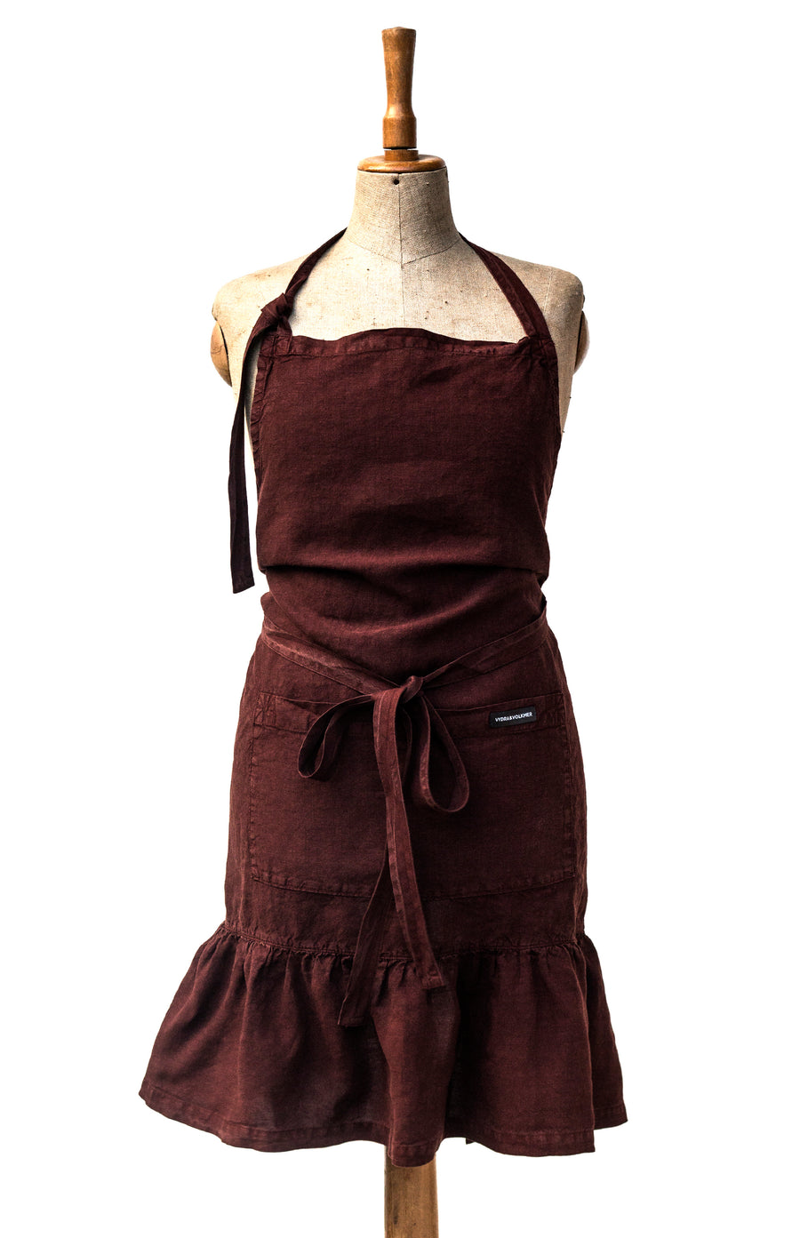 Linen apron with canister in the shade of Rum Raisin