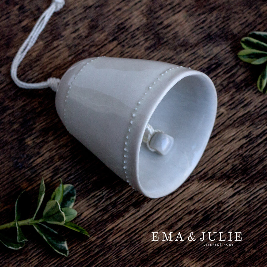 Vánoční porcelánový zvonek bílý